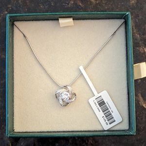 NEW Celtic Knot w/ CZ 18K White Gold Over Sterling Silver Pendant 22" Necklace